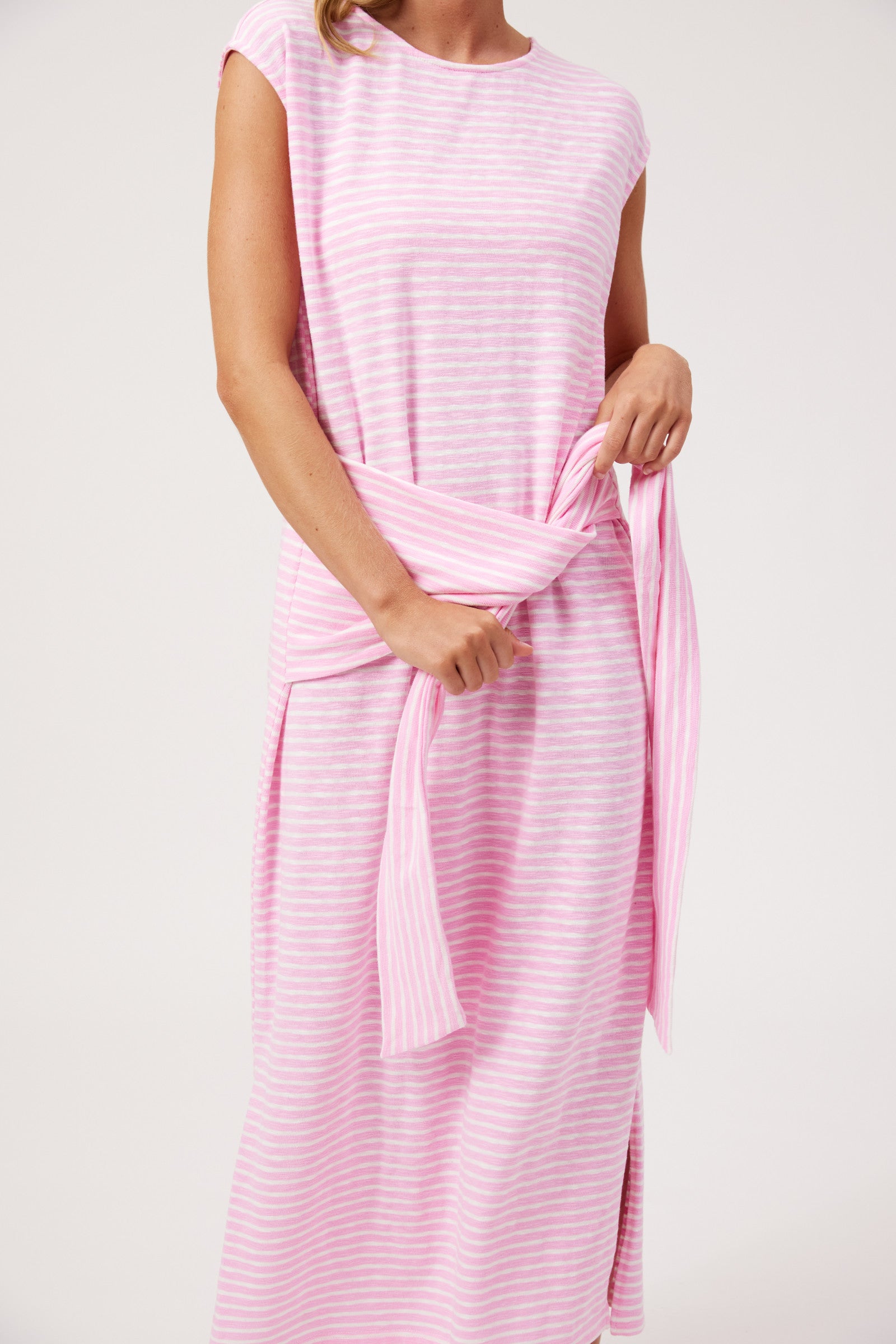 Tropea Stripe Tie Dress - Pink