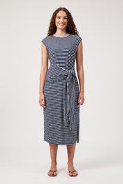 Tropea Stripe Tie Dress - Navy