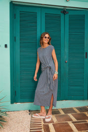 Tropea Stripe Tie Dress - Navy