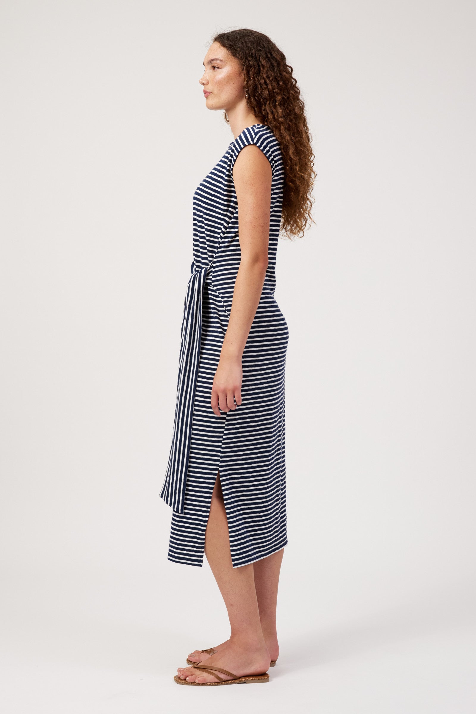 Tropea Stripe Tie Dress - Navy
