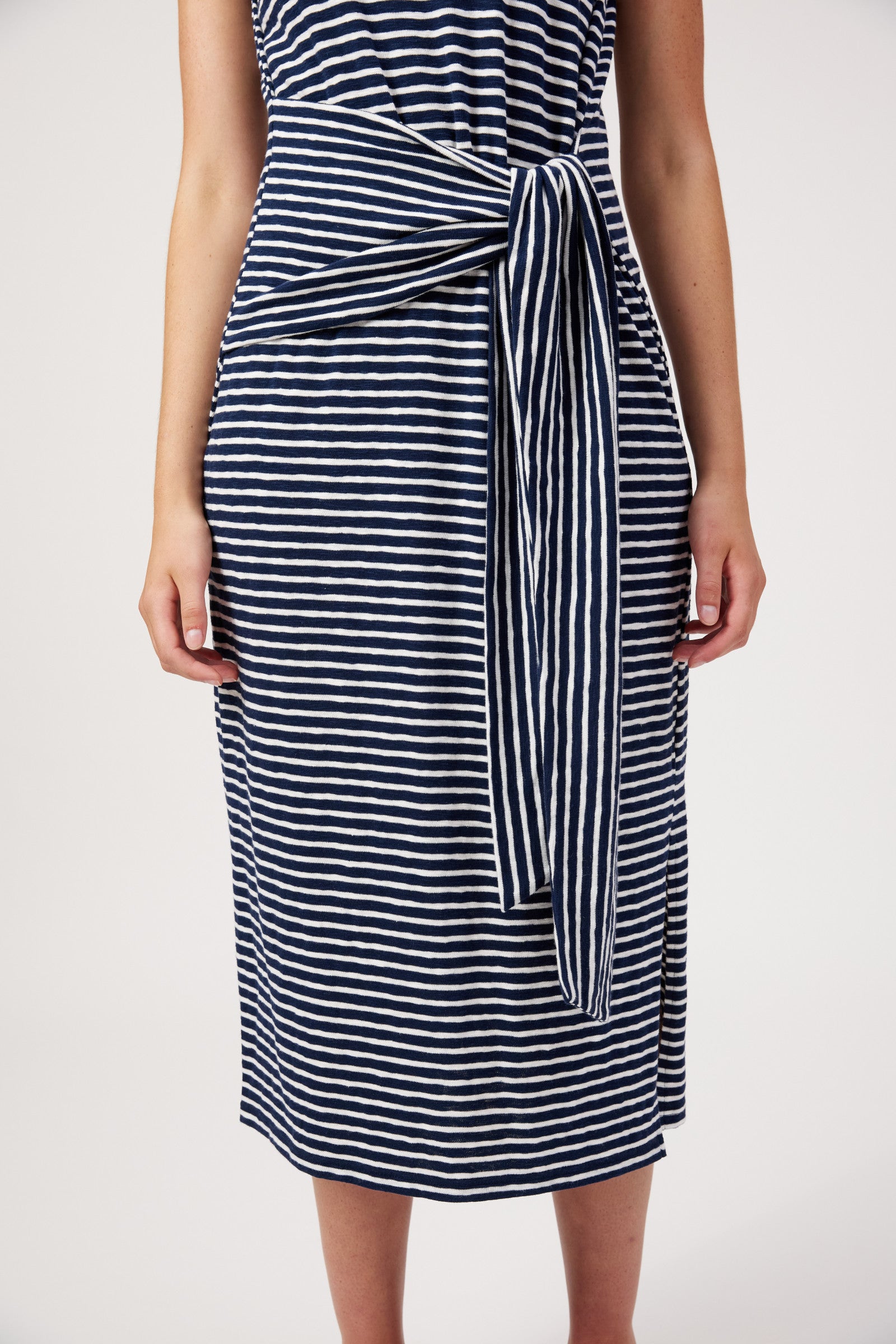 Tropea Stripe Tie Dress - Navy