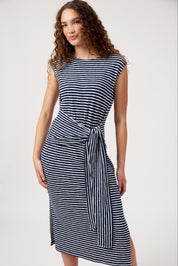 Tropea Stripe Tie Dress - Navy