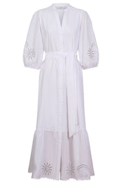 Larissa Broderie Maxi Dress - White