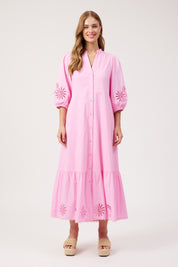 Larissa Broderie Maxi Dress - Pink