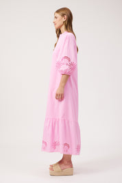 Larissa Broderie Maxi Dress - Pink