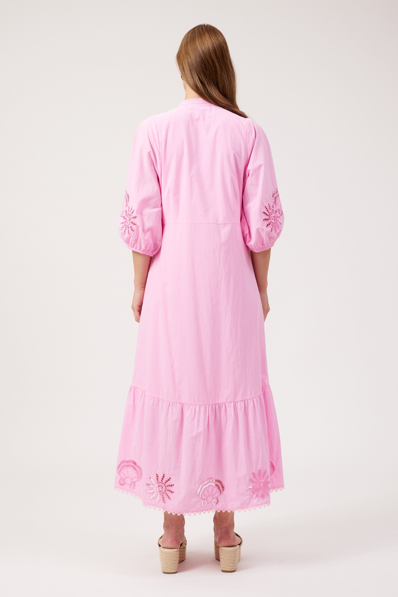 Larissa Broderie Maxi Dress - Pink