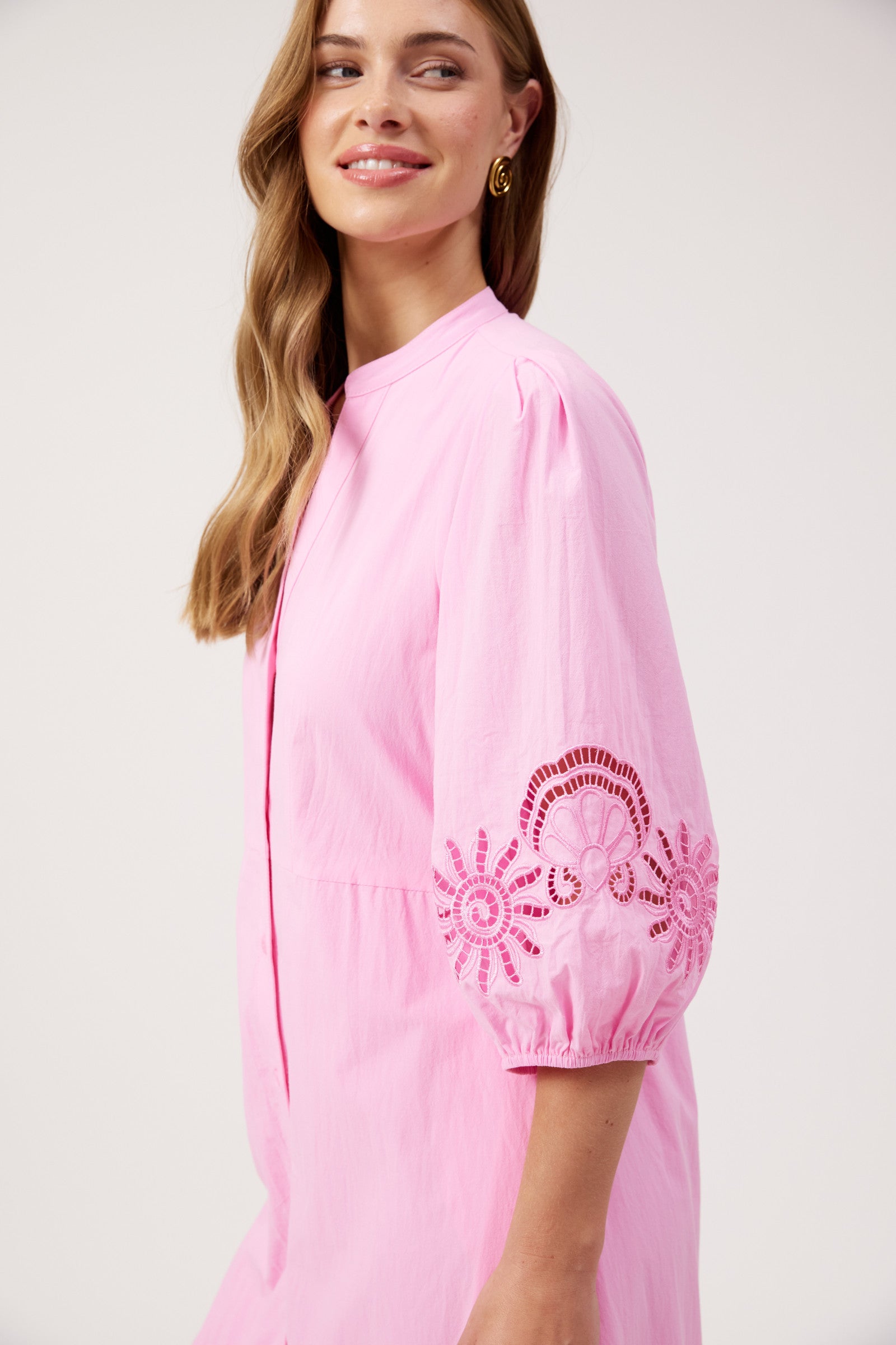 Larissa Broderie Maxi Dress - Pink
