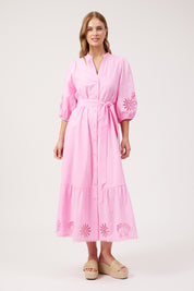 Larissa Broderie Maxi Dress - Pink