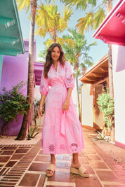 Larissa Broderie Maxi Dress - Pink
