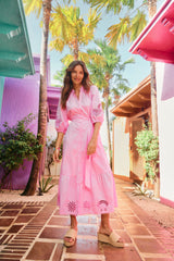 Larissa Broderie Maxi Dress - Pink