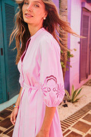 Larissa Broderie Maxi Dress - Pink