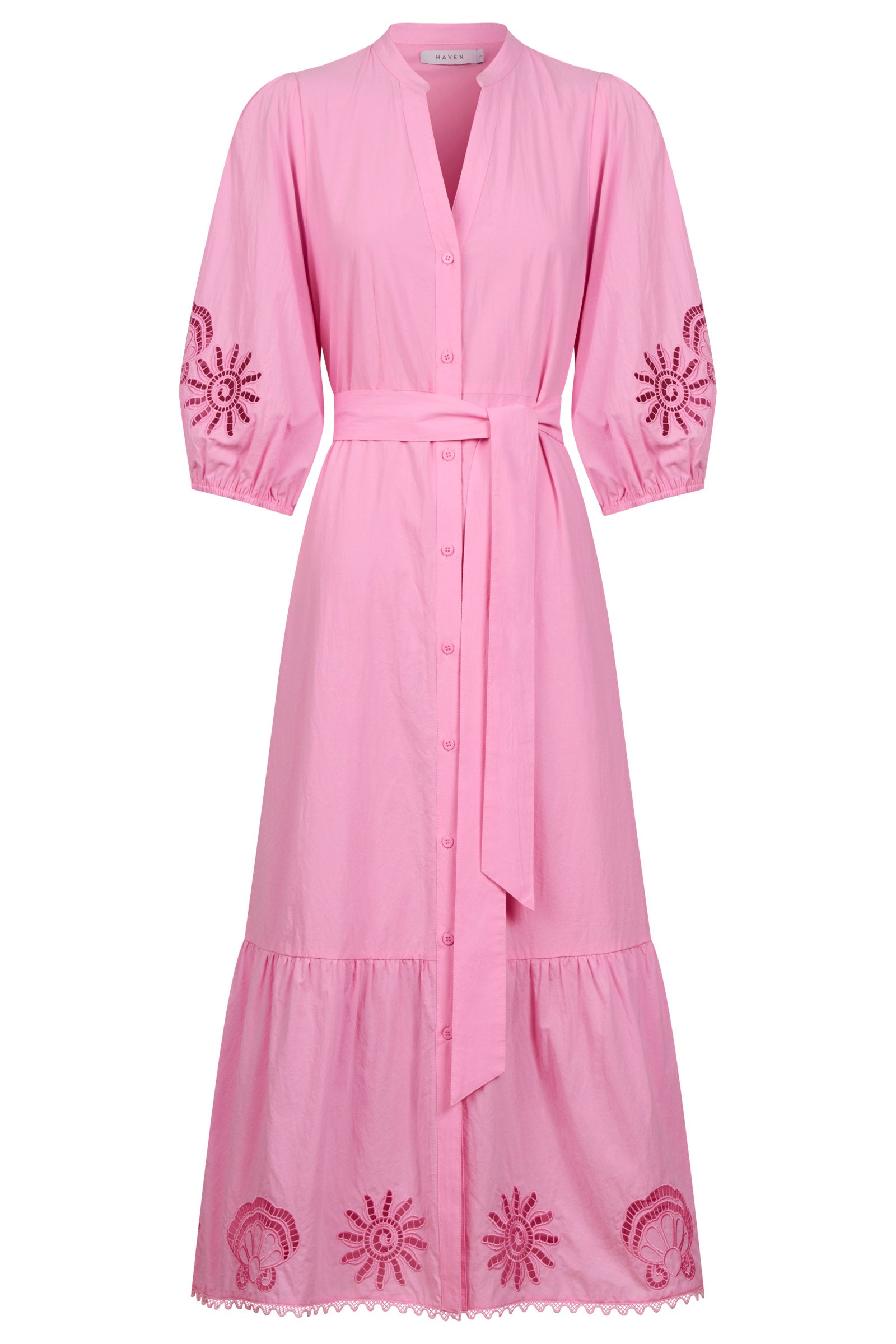 Larissa Broderie Maxi Dress - Pink