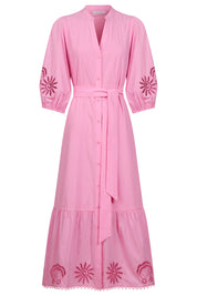 Larissa Broderie Maxi Dress - Pink