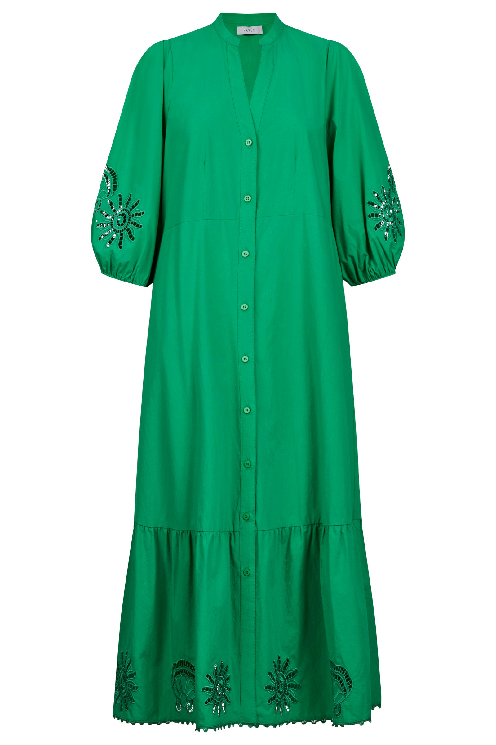Larissa Broderie Maxi Dress - Green