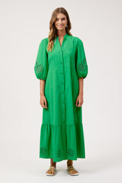 Larissa Broderie Maxi Dress - Green