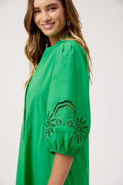 Larissa Broderie Maxi Dress - Green