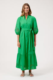 Larissa Broderie Maxi Dress - Green