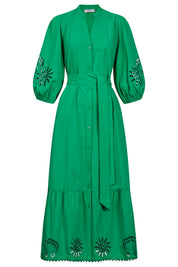 Larissa Broderie Maxi Dress - Green