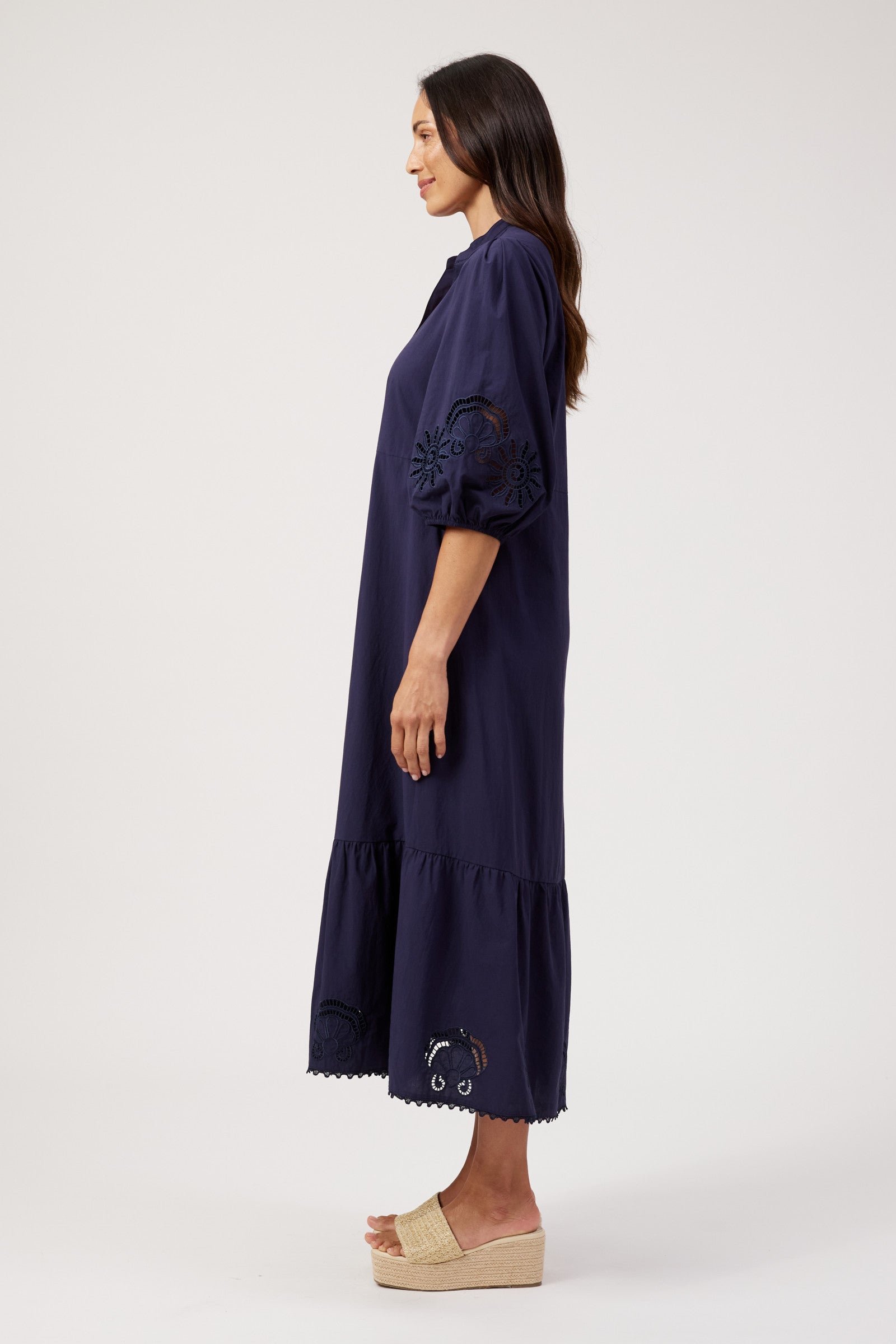 Larissa Broderie Maxi Dress - Navy