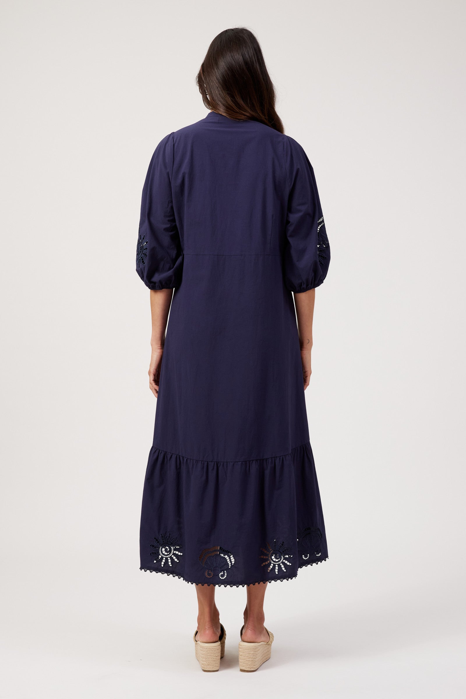 Larissa Broderie Maxi Dress - Navy