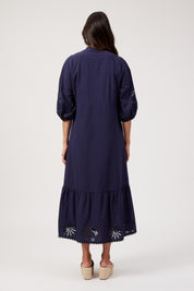 Larissa Broderie Maxi Dress - Navy