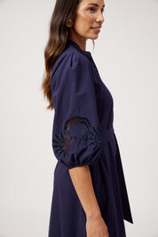 Larissa Broderie Maxi Dress - Navy