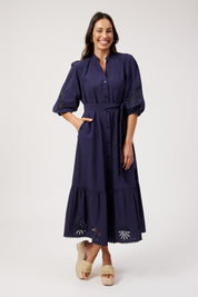 Larissa Broderie Maxi Dress - Navy