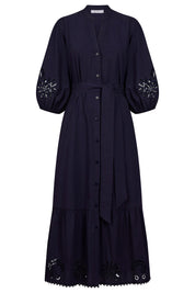 Larissa Broderie Maxi Dress - Navy