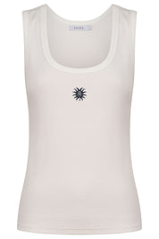 Athens Embroidered Tank - White
