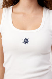 Athens Embroidered Tank - White