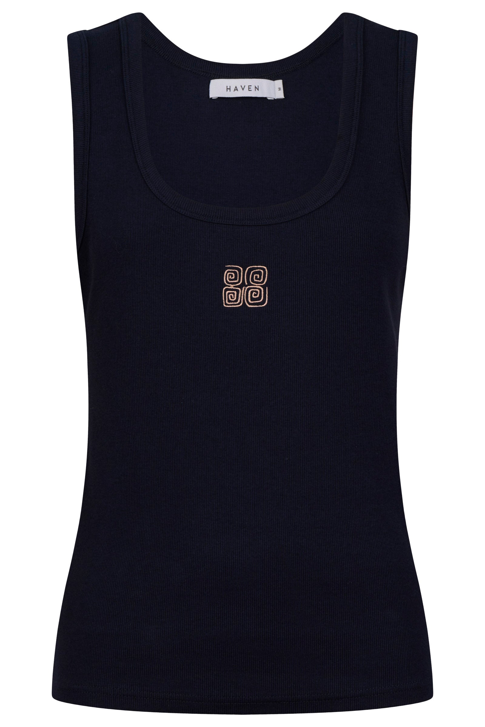 Athens Embroidered Tank - Navy