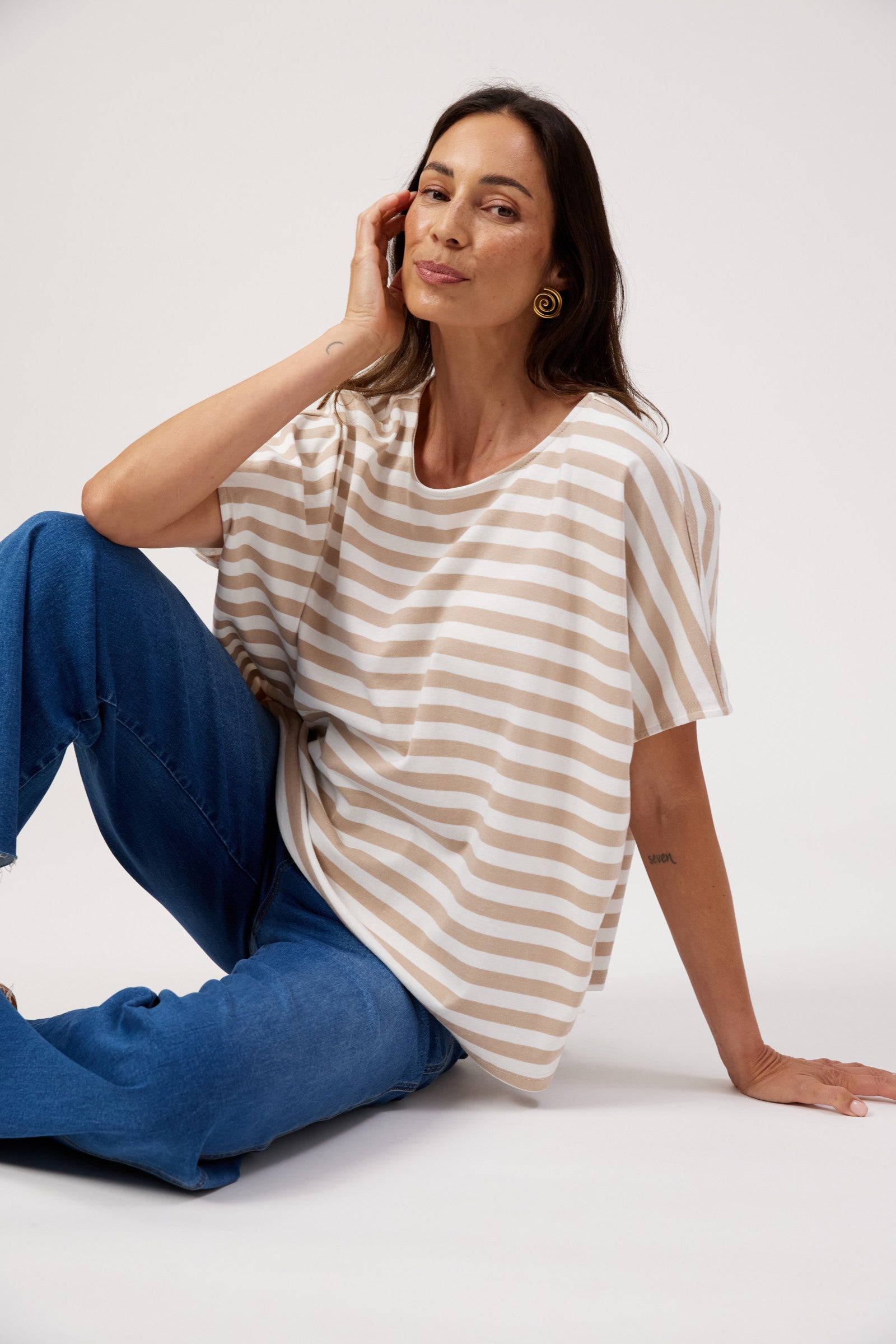 Kos Stripe Tshirt - Sand
