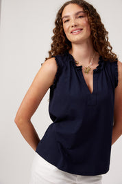 Athens Frill Tank - Navy