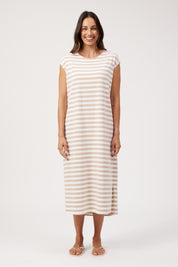 Kos Stripe Tshirt Dress - Sand