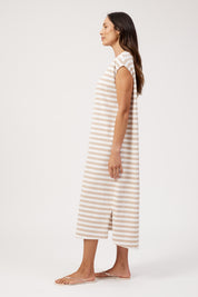 Kos Stripe Tshirt Dress - Sand