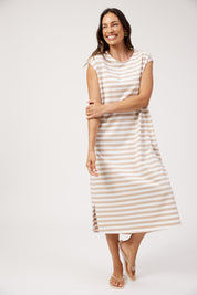 Kos Stripe Tshirt Dress - Sand