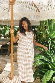 Kos Stripe Tshirt Dress - Sand