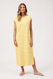 Kos Stripe Tshirt Dress - Yellow