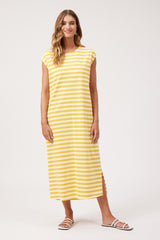 Kos Stripe Tshirt Dress - Yellow
