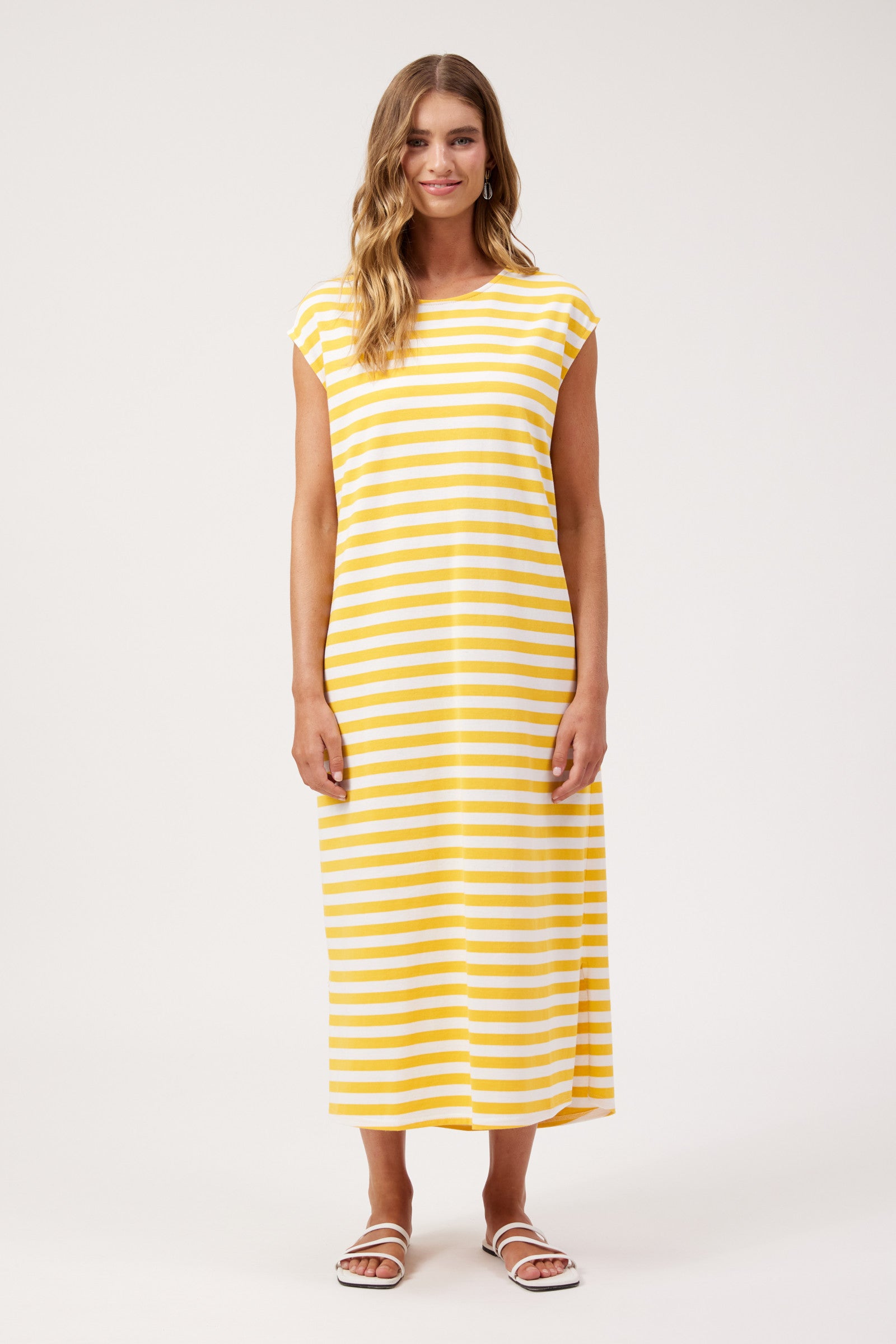Kos Stripe Tshirt Dress - Yellow