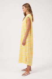 Kos Stripe Tshirt Dress - Yellow