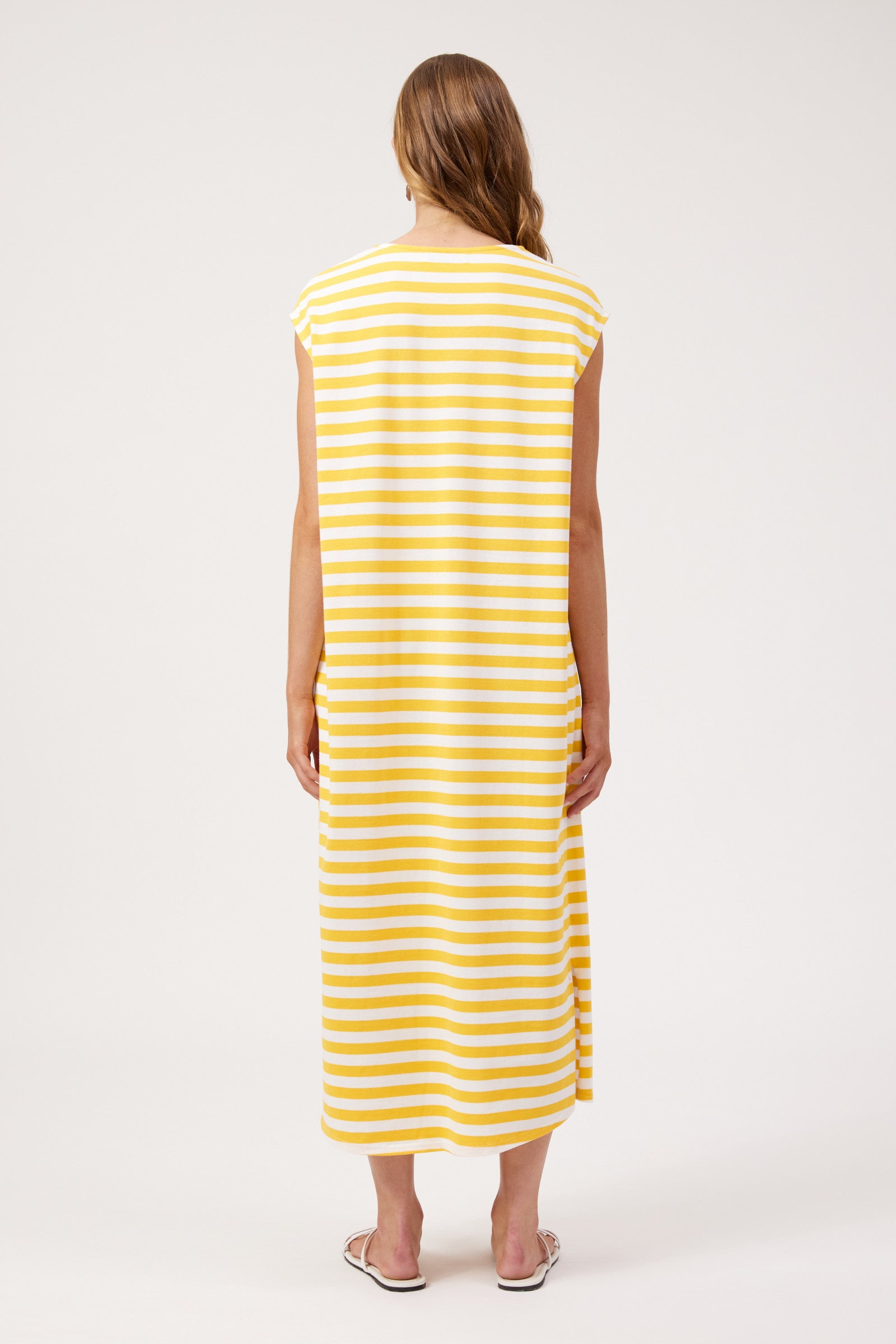 Kos Stripe Tshirt Dress - Yellow