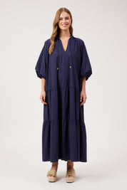 Crete Tiered Maxi Dress - Navy