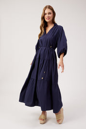 Crete Tiered Maxi Dress - Navy