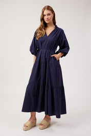 Crete Tiered Maxi Dress - Navy