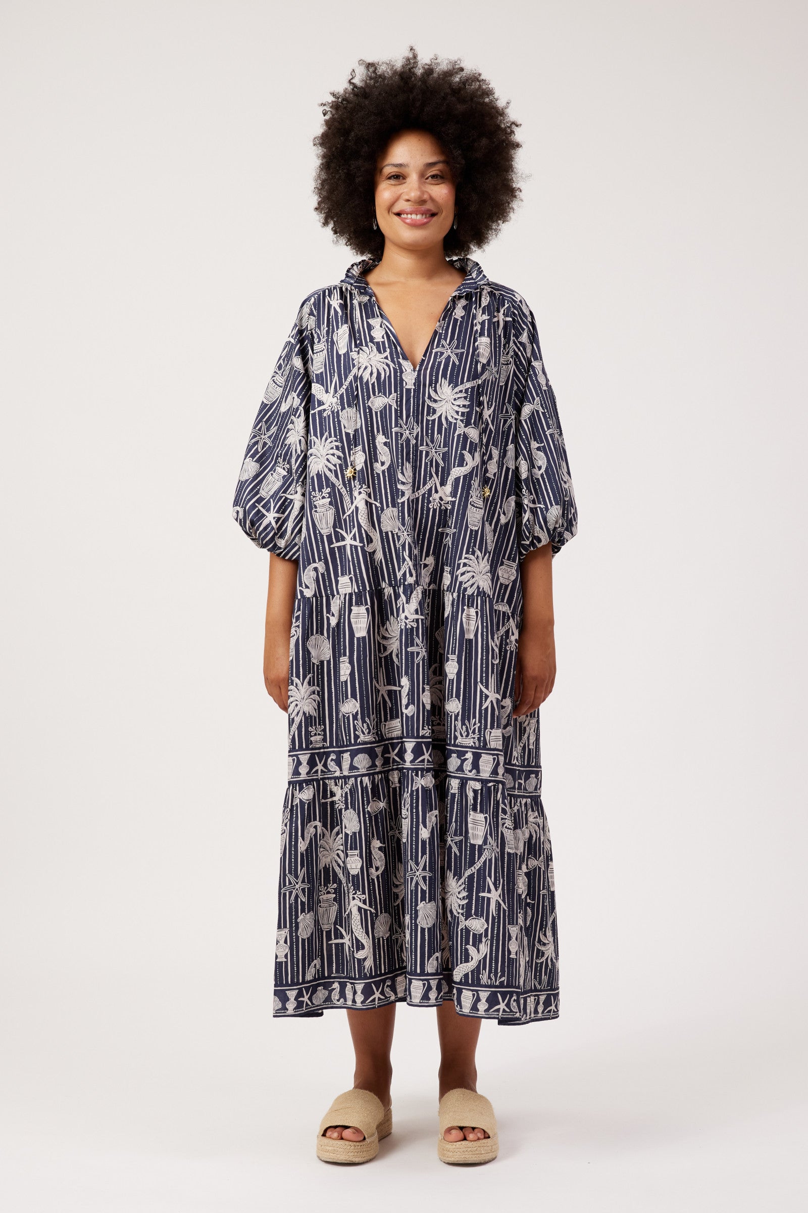 Crete Tiered Maxi Dress - Sea