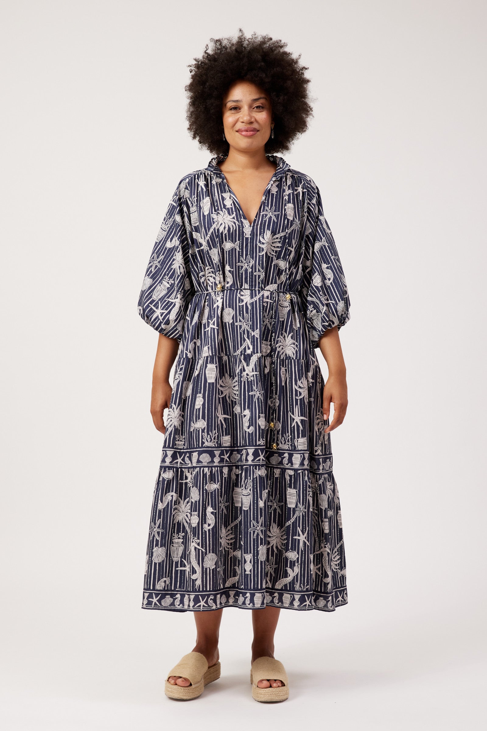 Crete Tiered Maxi Dress - Sea