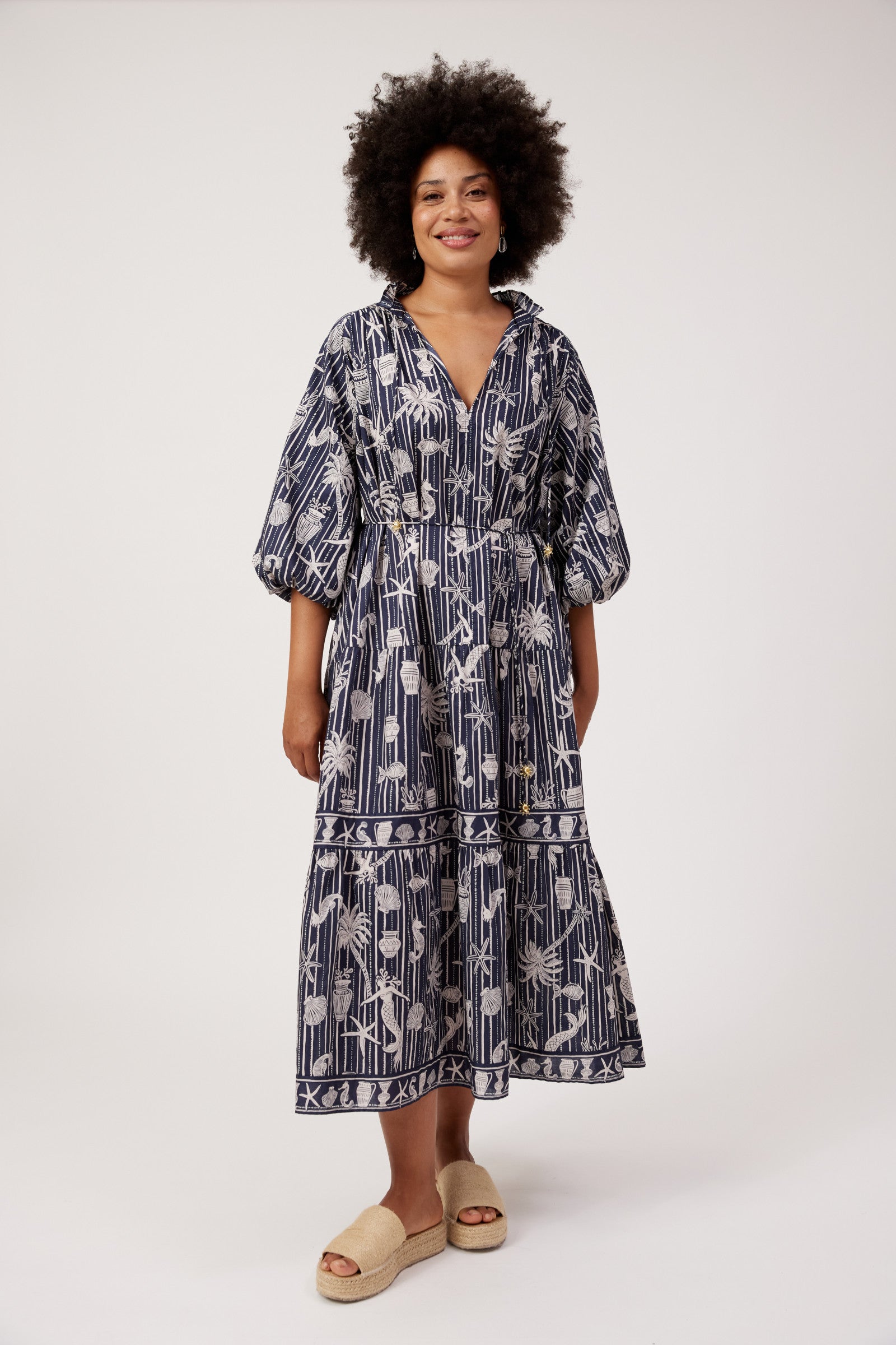 Crete Tiered Maxi Dress - Sea
