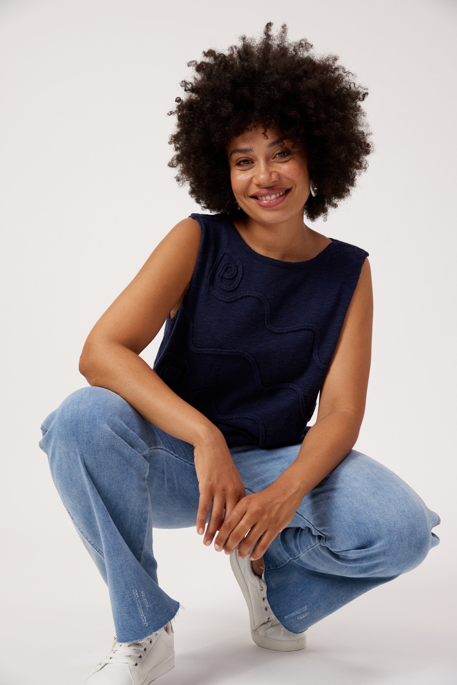 Olympus Applique Tank - Navy