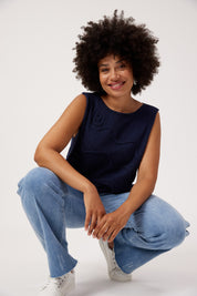 Olympus Applique Tank - Navy